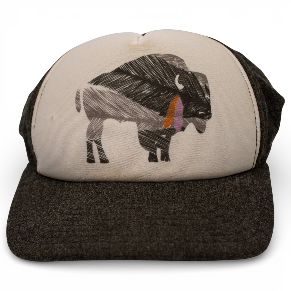 Pistil Buffalo Trucker Hat Unisex‎ Adjustable Brown Cream Wool Blend Snapback